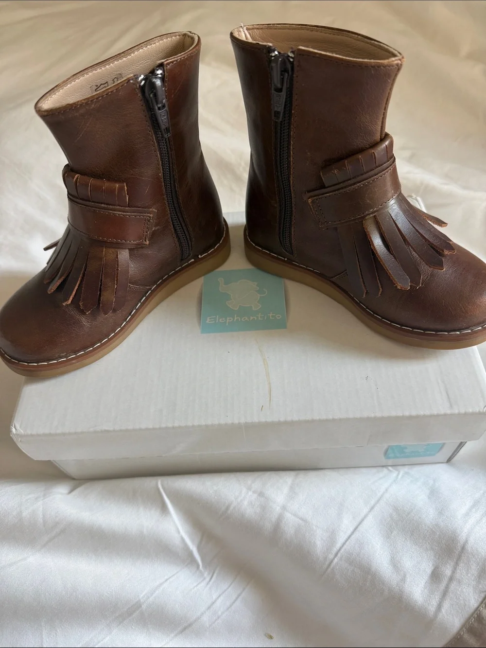 Girls Elephantito Brown Leather Boots